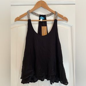 NWT Tank Top Cute Summer Black Stripped Lightweight